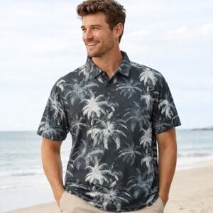 Tommy Bahama IslandZone Palm Print Polo Shirt Men’s M Tropical